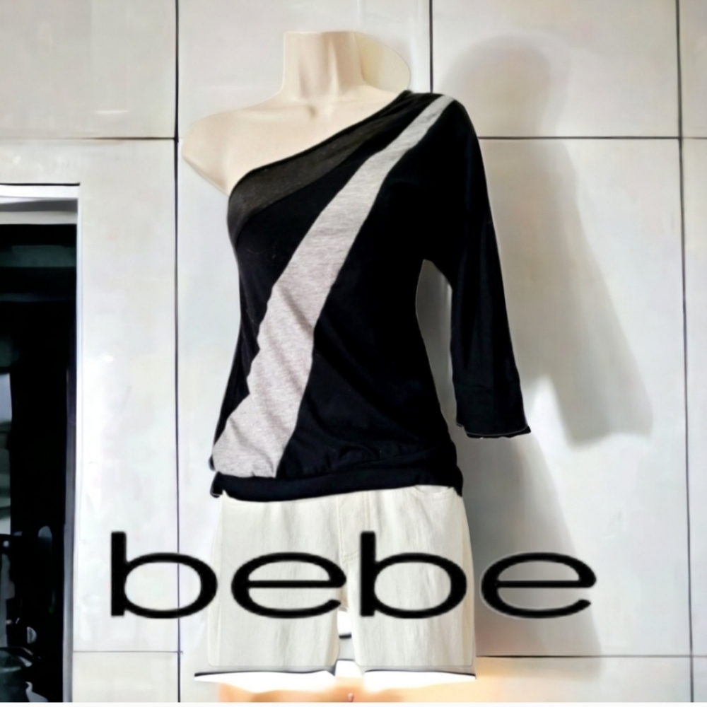 Bebe one shoulder metalic 90s top size small